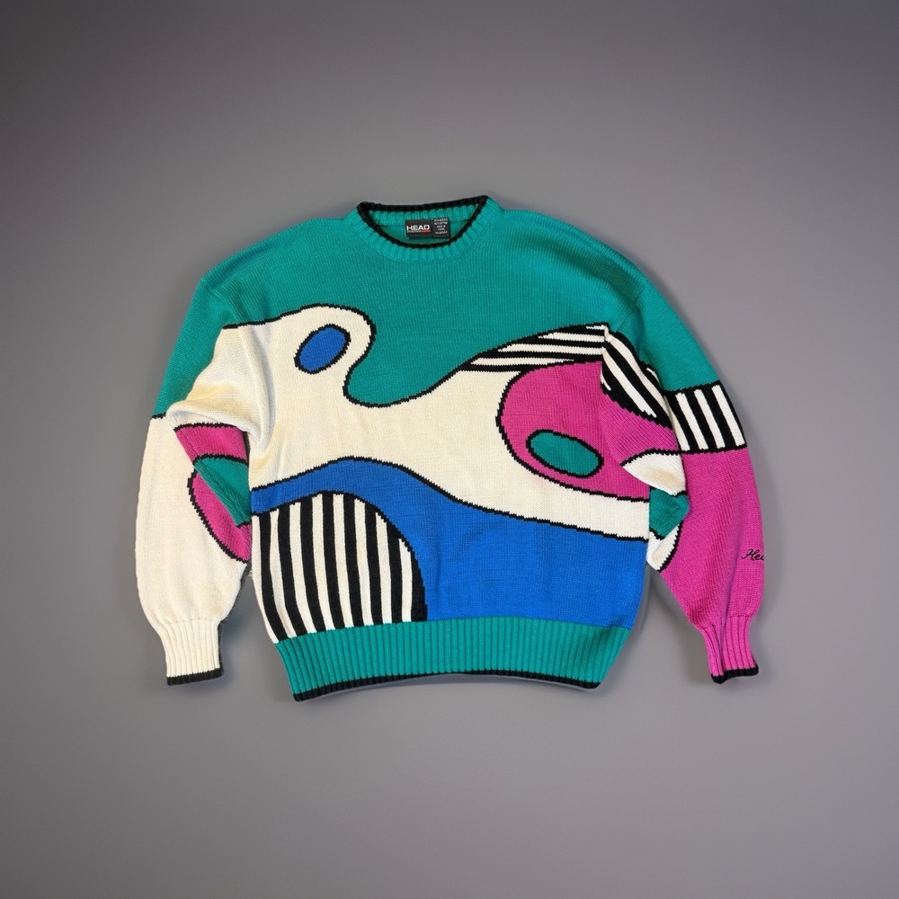 Retro 80's Head Colorful Abstract Oversized Unisex Sweater Vintage Mall Core